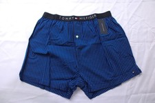 Tommy Hilfiger Men's 100 Cotton Woven Check Boxers BL1 Indigo Large NWT