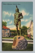 Postcard Statue of Massasoit Plymouth Massachusetts
