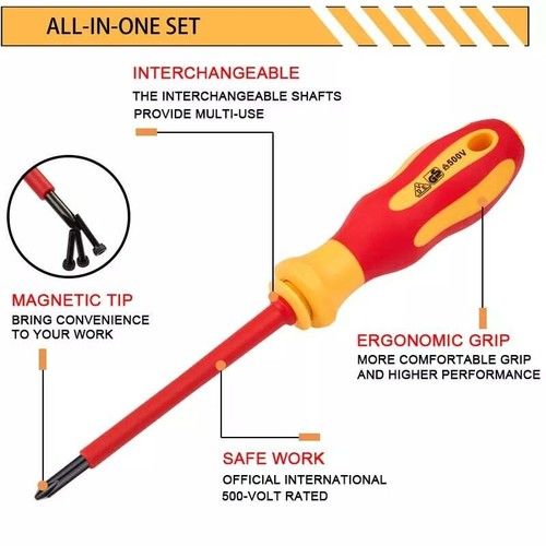 Set De 6 Tournevis Isolés Magnétiques électricien - Phillips Et Plat - Poignée Soft Grip - Marksman 54046C