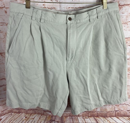 Pantalones Cortos Para Hombre Tommy Bahama Beige Talla 38 Plisados 100% Oro Seda Relax 8" Entrepierna - Imagen 2 de 7