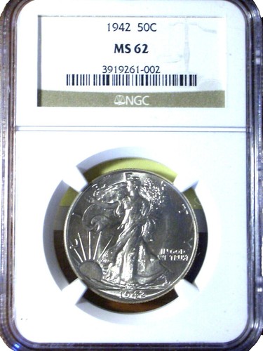 1943 WALKING LIBERTY HALF NGC MS 62 NICE SHIMMERY SILVER SATIN