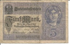 GERMANY 5 MARK 01/08/1917