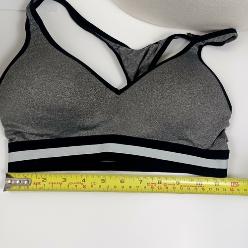 Fruit Of The Loom Sports Bra 34 Black Gray Racerback V-Neck -Lined -Stretch - Picture 11 of 13