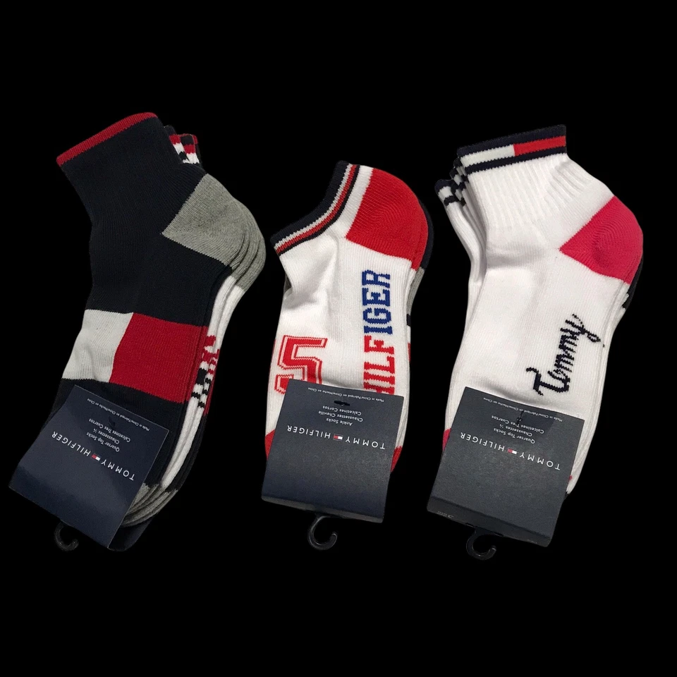 Paquete de 3 calcetines Tommy Hilfiger niños/niñas talla L (9-12 años) cuarto top/corte bajo Foto 2 de 4