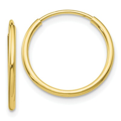 Real 10kt Yellow Gold Polished Endless Tube Hoop Earrings