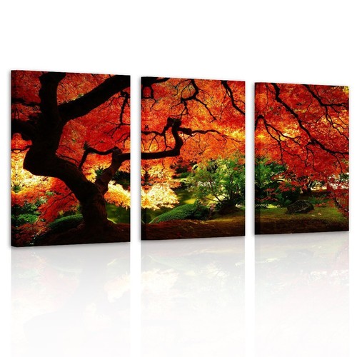 Canvas Print Picture Paintings Home Decor Wall Art Landscape Red Green Trees