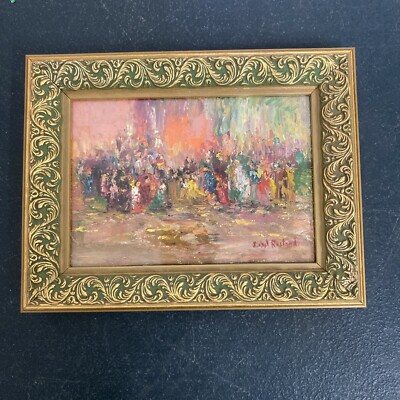D Michel Rostand Original Oil On Canvas Signed ''Dancing'' 23x17cm Framed