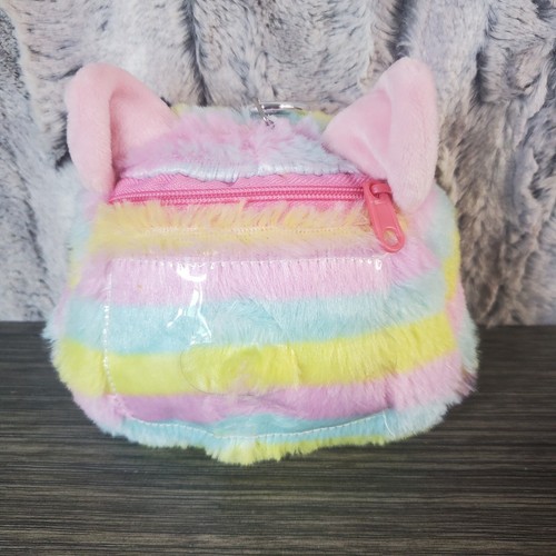 Alpacasso Llama Plush Coin Purse Wallet Pastel Stripes Zipper, Backpack Clip - Picture 2 of 7
