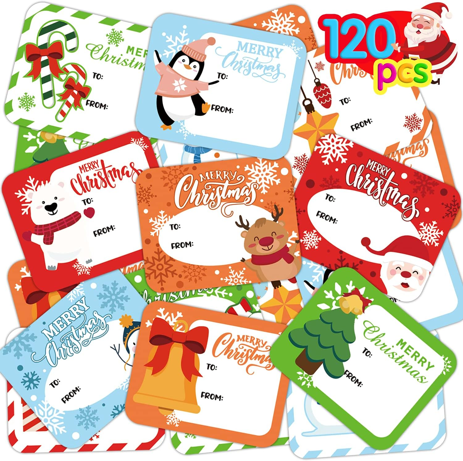 Christmas Gift Tags Stickers,120 Pieces Xmas Holiday Present Labels for Gift Sel