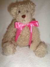 Bear Jointed Teddy plush stuffed Brown curly mohair Real Fur 11" handmade RARE