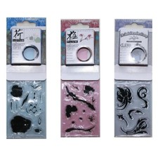 Stempel + Acrylblock Set Blumen Blüten Silikon, Perfectly Clear Stamps