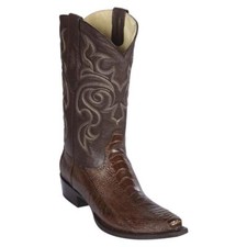 Botas vaqueras de pierna de avestruz genuinas de Los Altos para hombre punta corta ancha EE