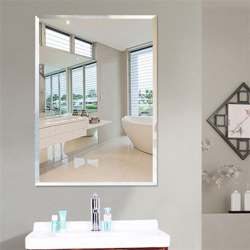 Frameless Mirror Self-Adhesive Bathroom Wall Hanging Glass Vanity Mirror Hallway - Picture 2 of 22