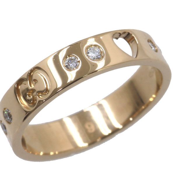 GUCCI Ring Icon GG Heart 12P Diamond 750 K18 RG Rose Gold #9 /US