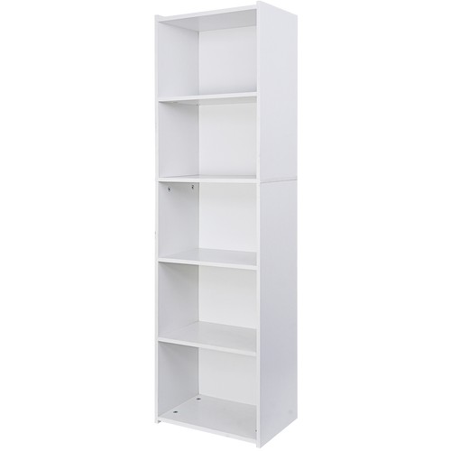 5-Tier Bookcase Storage Organizer Wall Shelf Bookshelf for Home Office White - Picture 3 of 10