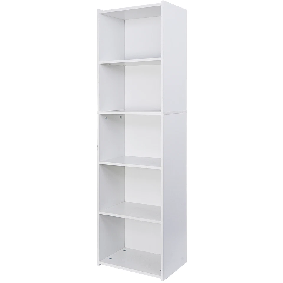 5-Tier Bookcase Storage Organizer Wall Shelf Bookshelf for Home Office White - Image 3 of 4
