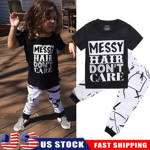 Toddler Baby Girls Clothes Letter Tops Trousers Pants Tracksuit Outfits Set