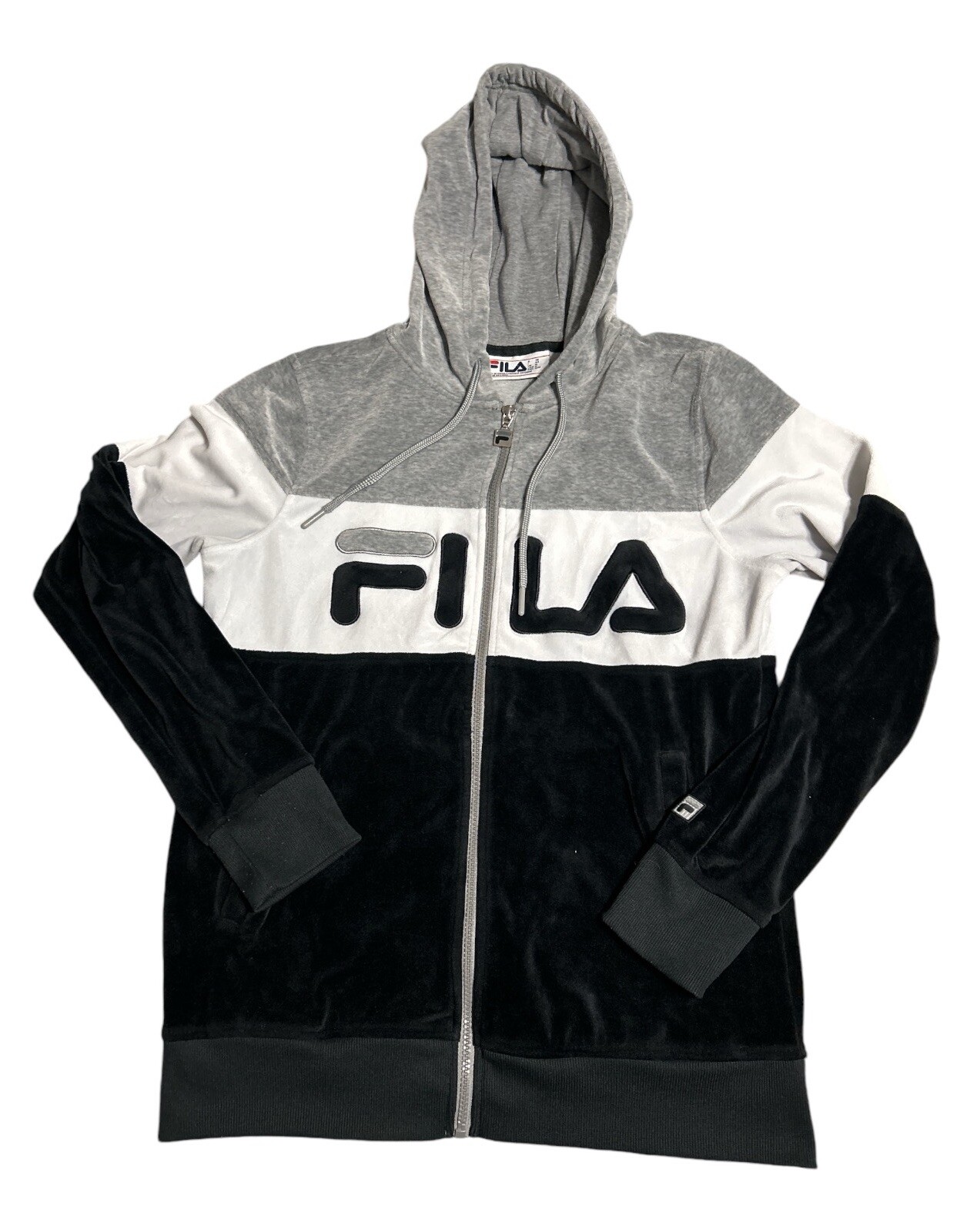 FILA GIACCA LEGGERA CON CAPPUCCIO DONNA TAGLIA MEDIA GRIGIO BIANCO NERO