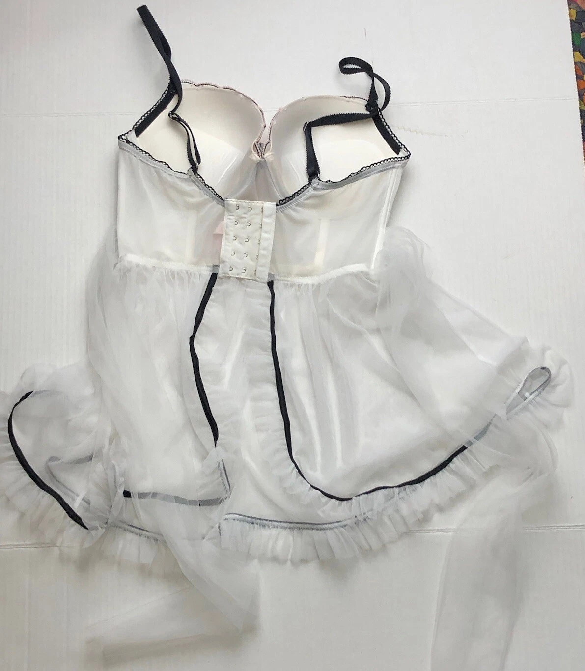 UNDERCOVER Abito babydoll Victoria's Secret 36C bianco rosa maglia tulle sposa top