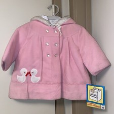 Vtg Universal Children s Wear Pink Girl Coat Insulated Button Down Hood 12m NOS
