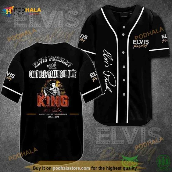 Personalized! Elvis Presley Cant Help Falling In Love Black Jersey Shirt, Comfortable Short Sleeves