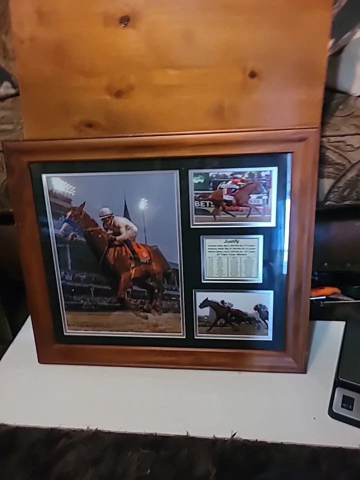 Justify 2018 triple corona ganador enmarcado 19x23 Foto 2 de 4