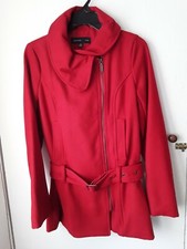 Sara Kelly Ladies Red Coat Size Uk 8 Euro36 Small Wool Blend Winter Designer New