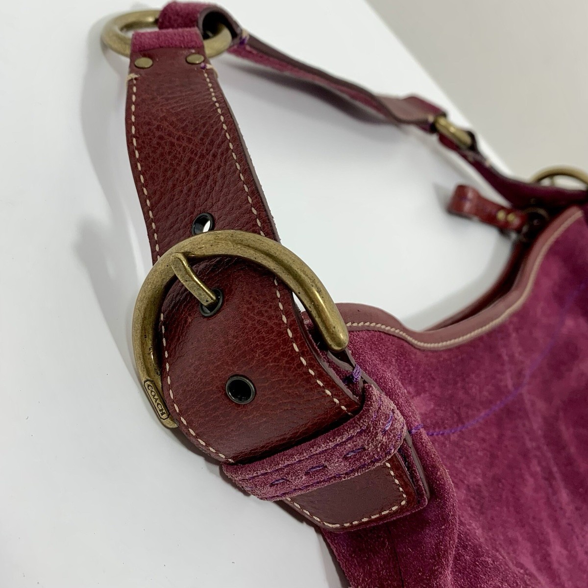 COACH Soho Y2K Shoulder Bag Purple Suede Leather Hobo Bag COACH Soho Y2K Shoulder Bag Purple Suede Leather Hobo Bag