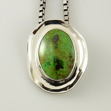 One of a Kind Handmade Gaspeite Sterling Silver Pendant - DeSantis Jewelry