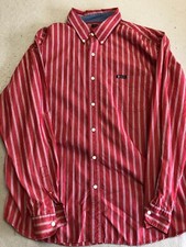 Chaps Shirt Men's 2XL Easy Care Red Stripe Pocket Logo Button Down