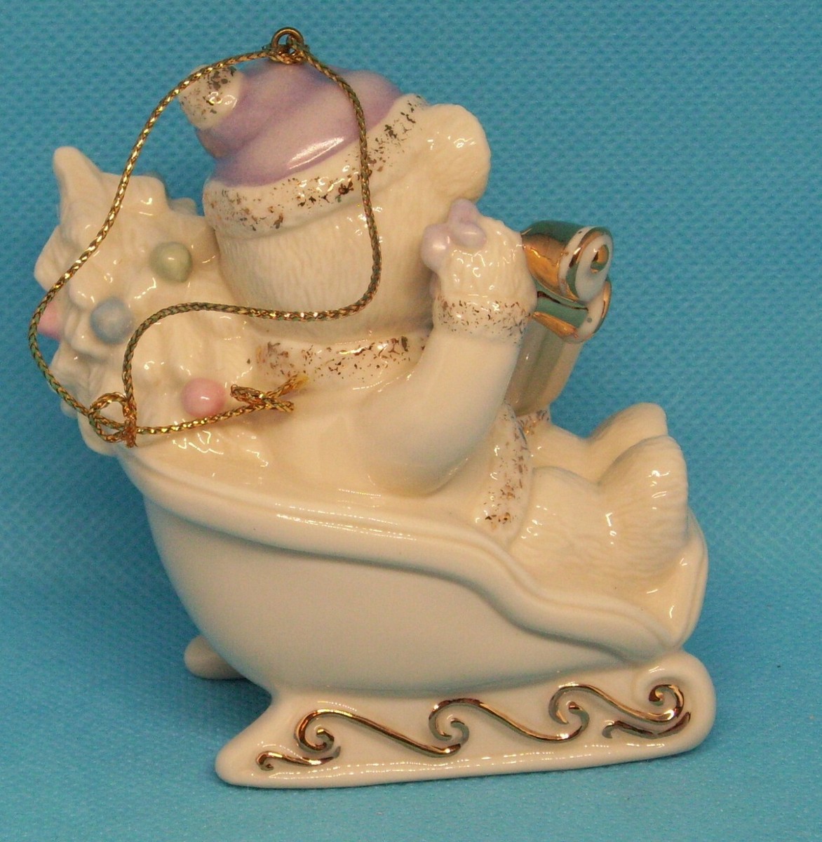 Lenox Teddies Sleigh Ride Ornament Boxed 2001 Christmas Holiday