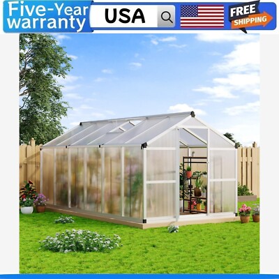 8x12 FT Greenhouse with Quick Setup Structure and Roof Vent for Outside Garden