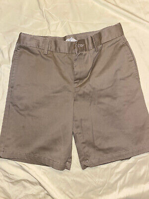 LANDS END Khaki Shorts Boys 10 Tan Pleated Adjustable Waist Front ...