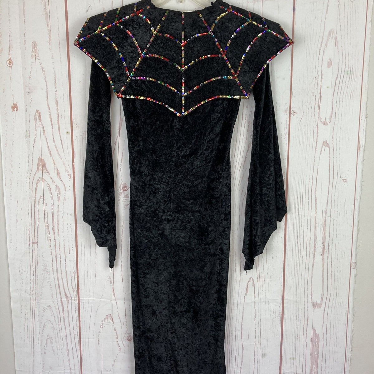Spencer's M Med Black Crushed Velvet Cape Halloween Costume Bell Sleeve  Sequin | eBay