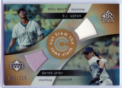DEREK JETER & BJ UPTON 2005 UD Reflections Cut from Same Cloth JERSEY /225  