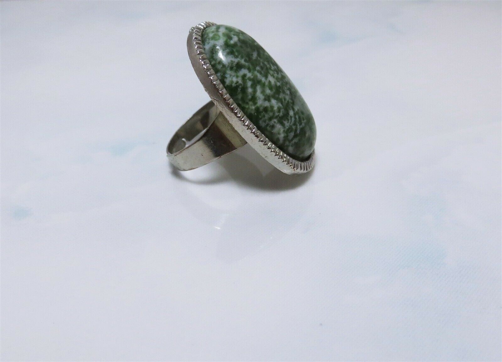 Large Native Designed Silver Plated Aventurine Ov… - image 4