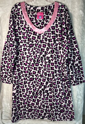 NWT Go Under Women s Duster 2XL Pajamas Pink Cheetah V-Neck Satin Trim