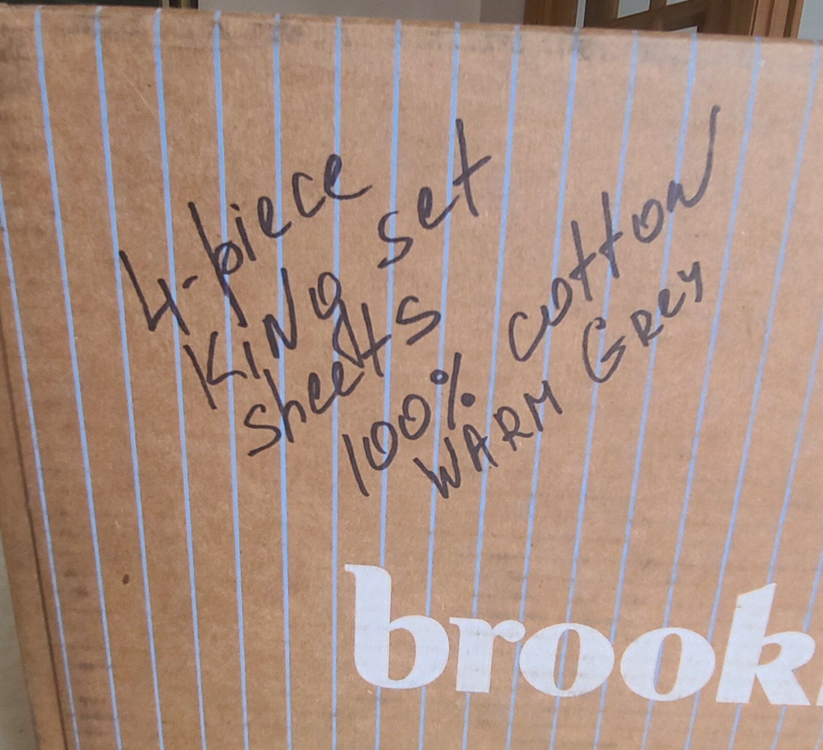 Brooklinen Luxury 4Piece Sheet Set King Size Warm Grey 100 Cotton