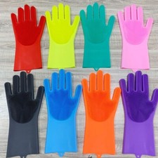 Eco-Friendly Kitchen Silicone Gloves Dish Washer Rubber Cleaning Pads Tool