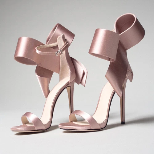 Trend Women's Sandals Big Bowtie Decroted Ladies High Heels Bridal Shoes - Foto 11 di 20