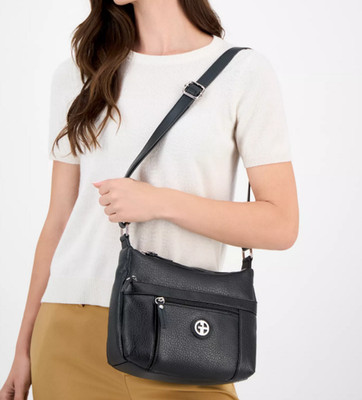Giani Bernini Colorblock Pebble Crossbody Hobo Bag Black Silver