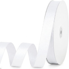White Double Face Satin Ribbon 1" X 50 Yards, Ribbons Perfect