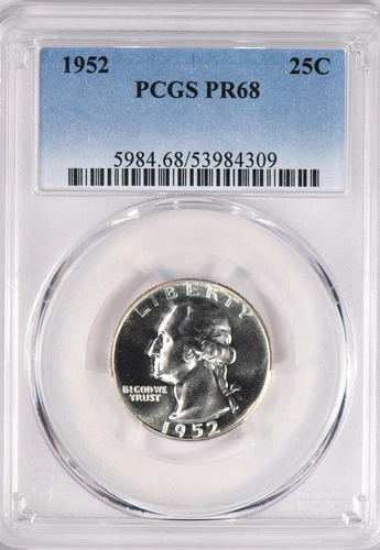 1952 Washington Quarter Proof PCGS PR68 PF 68 Gem Silver Coin 25C