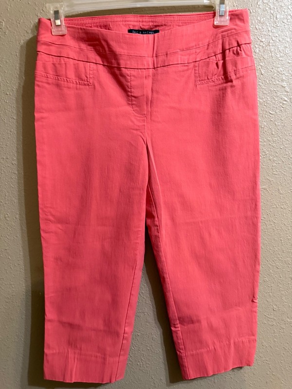 ZAC & RACHEL CAPRI PANTS SZ 12 PEACH STRETCH TAPERED LEG PULL ON