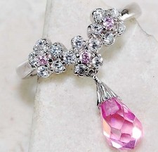 2CT Treated Pink Sapphire  Topaz 925 Sterling Silver Ring Sz 7 NB1-5