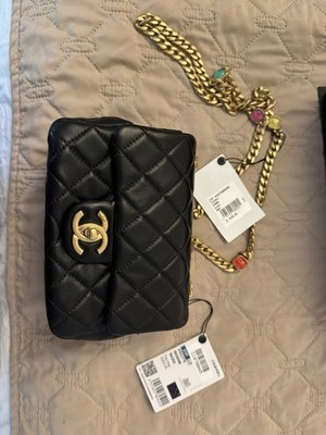 CHANEL flapbag, Agneau/Pierre/M /Black/Style # AS2379B05098