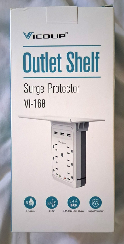 NEW Vicoup 9-Port Surge Protector Wall Outlet Extender 6 Outlets/3 USB Ports
