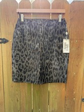Vintage 80s Gianni Versace Leopard Print Faux Fur Pencil Skirt Rare Size 27