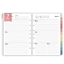 2026 Weekly & Monthly Planner Refills for A5 7-Ring Binders, Jan 2026 - Dec 2026