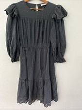 Universal Thread Midi Dress Women Long Sleeve Ruffle Black Lace Cottagecore Sm
